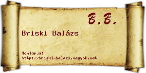 Briski Balázs névjegykártya